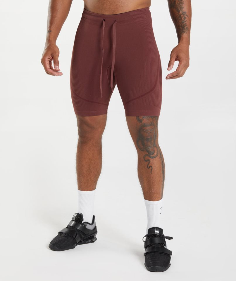 Men\'s Gymshark 315 Seamless 1/2 Shorts Burgundy | CA DN7815